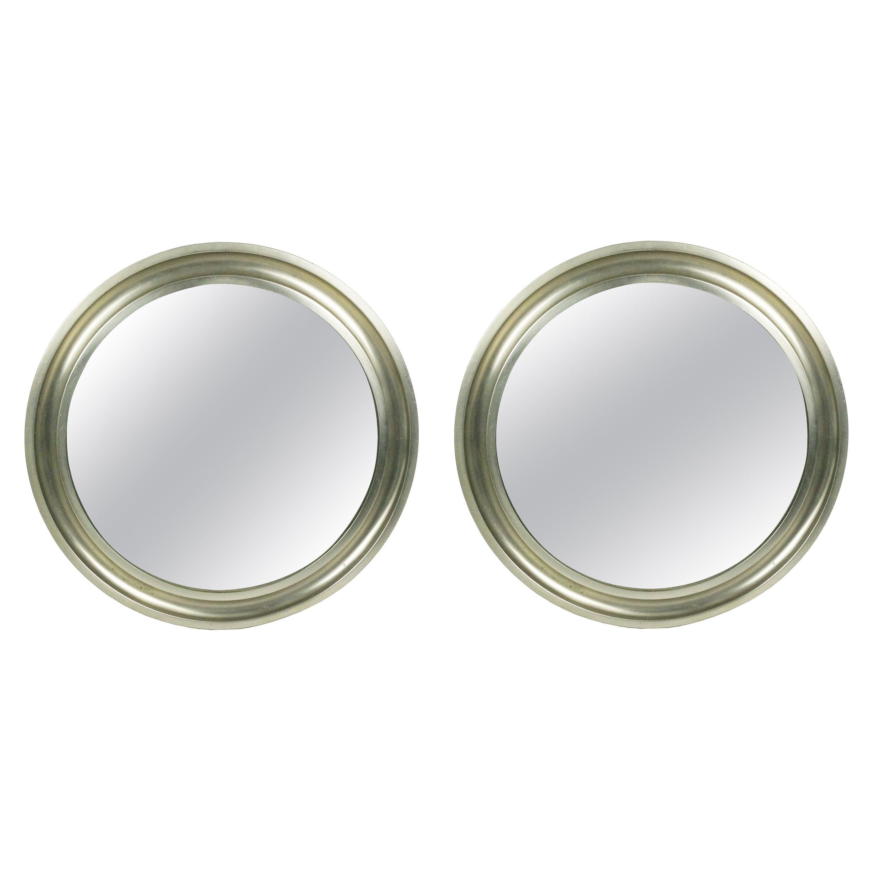 Pair of Nickeled and Black Metal small Specchio Mirrors by S. Mazza for Artemide For Sale