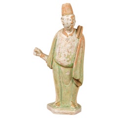 Chinesische Ming Dynasty Terrakotta Hofstaat Statuette mit Original Polychromie