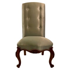 Antique Rare Old Louisiana Antebellum Walnut Slipper Chair