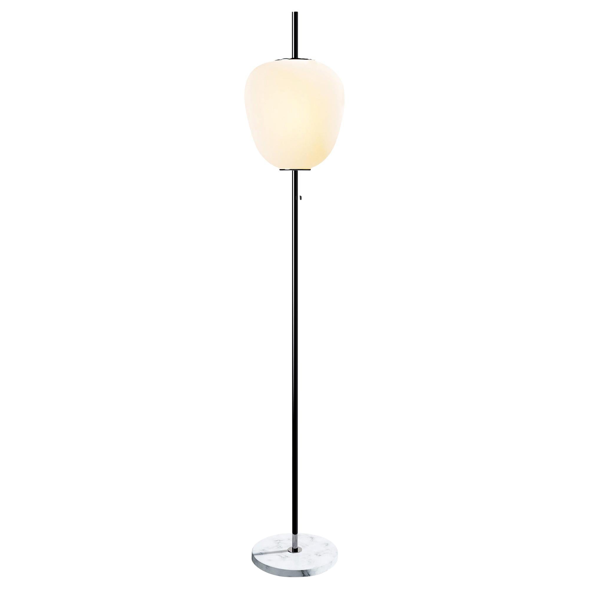 Large Joseph-André Motte J14 Floor Lamp in Gunmetal & Gray Marble for Disderot For Sale