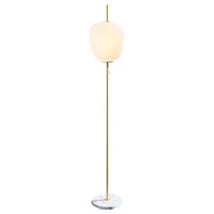 Large Joseph-André Motte J14 Floor Lamp in Brushed Brass and Marble for Disderot