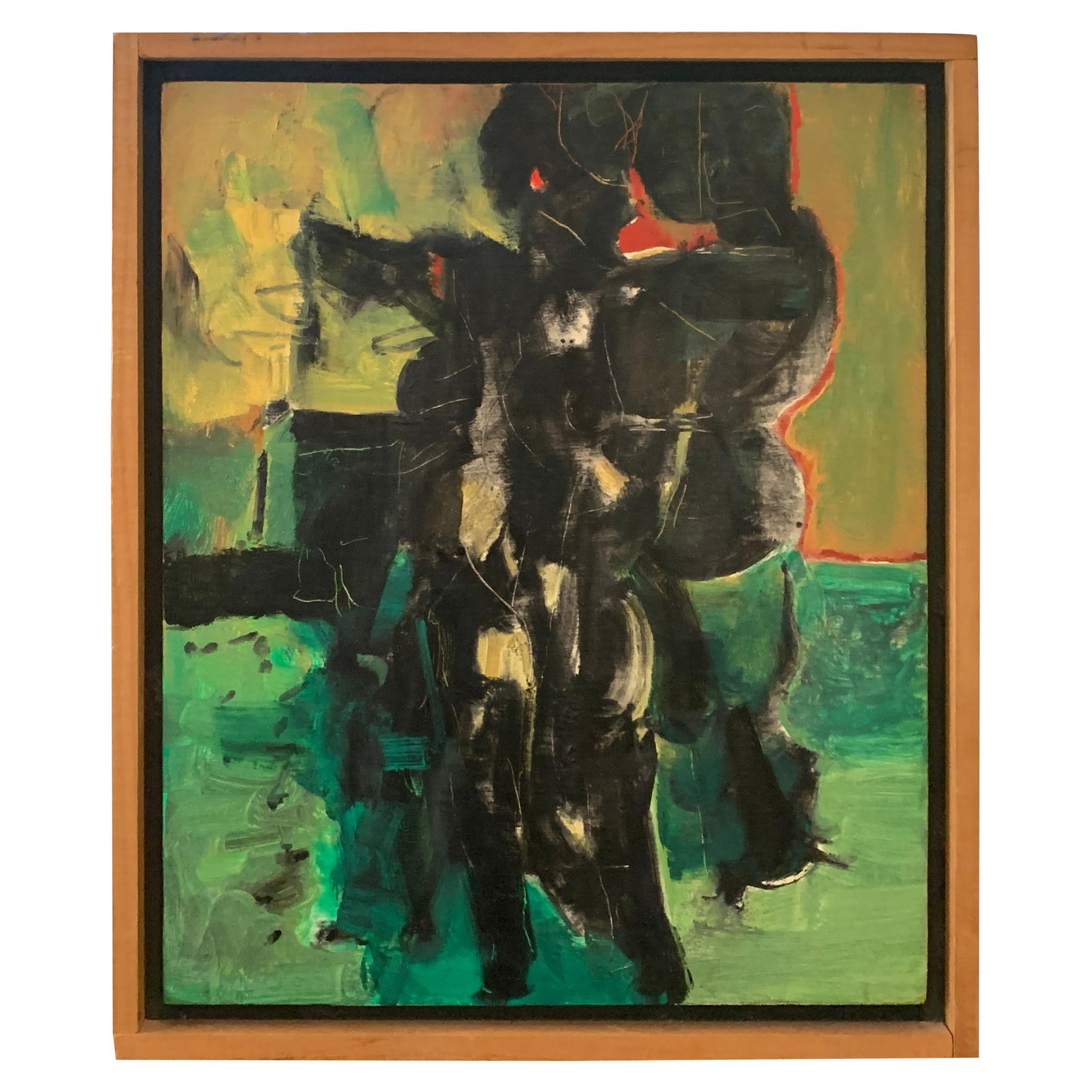 Edgar Ewing Oil on Gesso Painting, 1957 For Sale