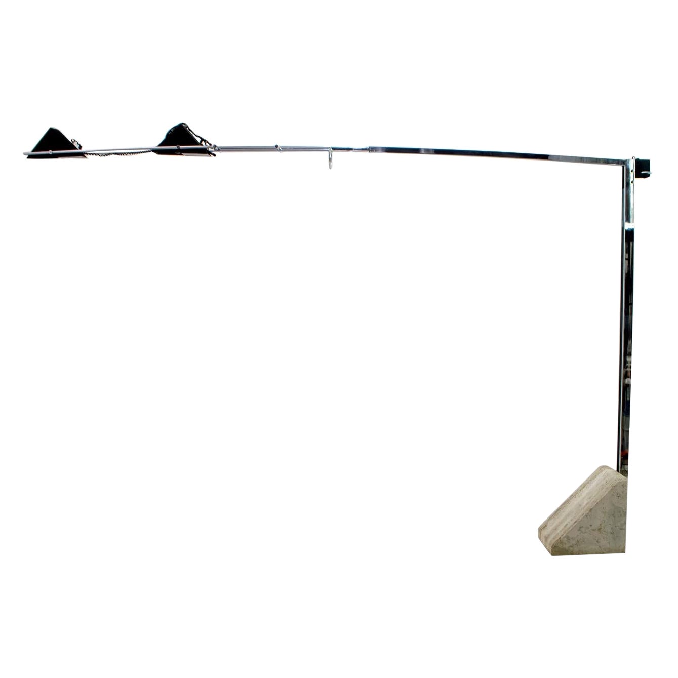 Mid-Century Modern Italian Steel and Travertine Floor Lamp, 1970s For Sale