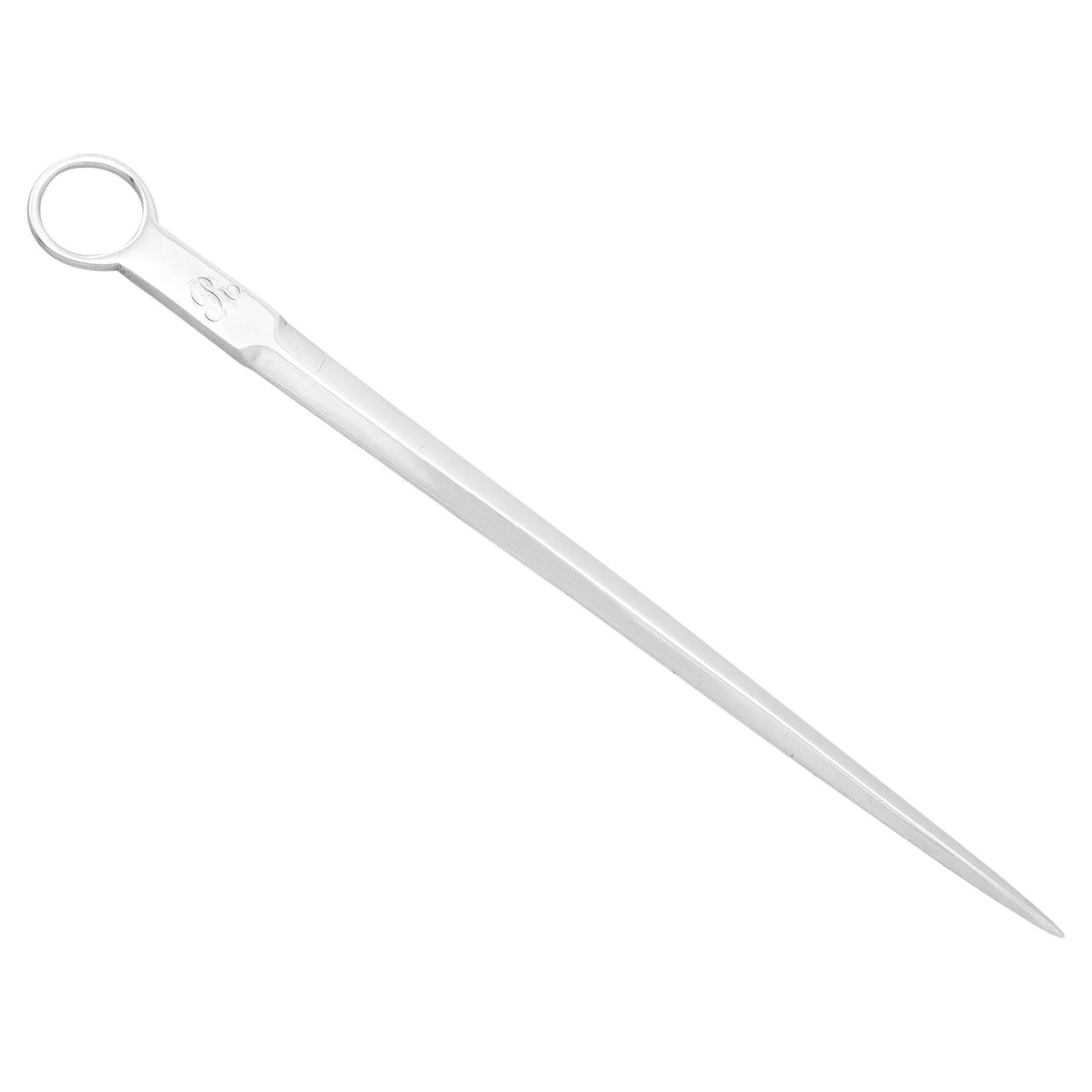 Mary Chawner Antique Victorian Sterling Silver Meat Skewer Letter Opener For Sale