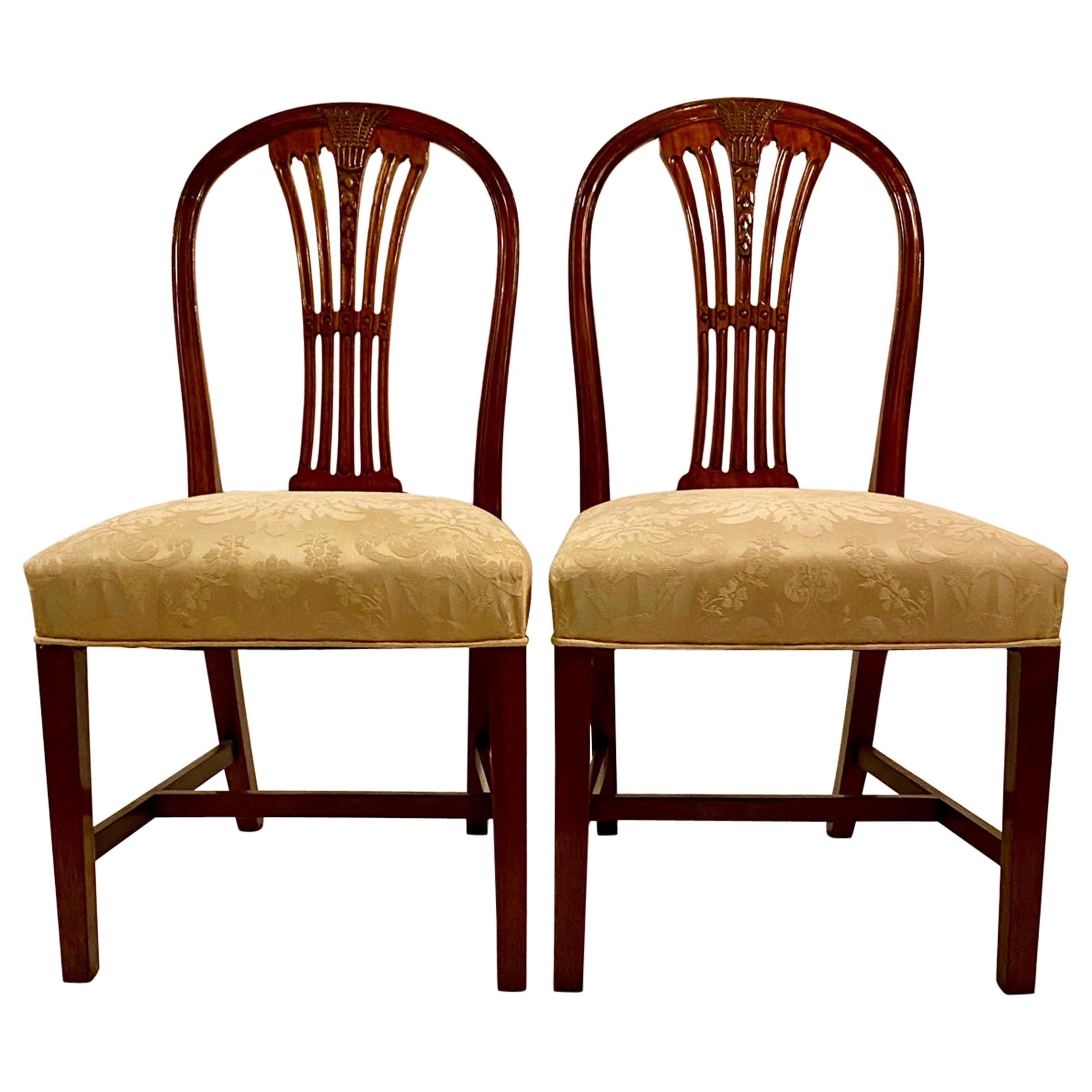 Pair of Antique English Mahogany Late 19th Century Side Chairs