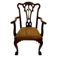 Antique English 19th Century Mahogany Carved Armchair