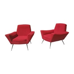 Pair of Italian Lounge Chairs by Lenzi