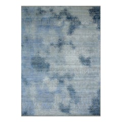 Persian Wool and Silk Rug, Kimia Grey Blue, Edition Bougainville
