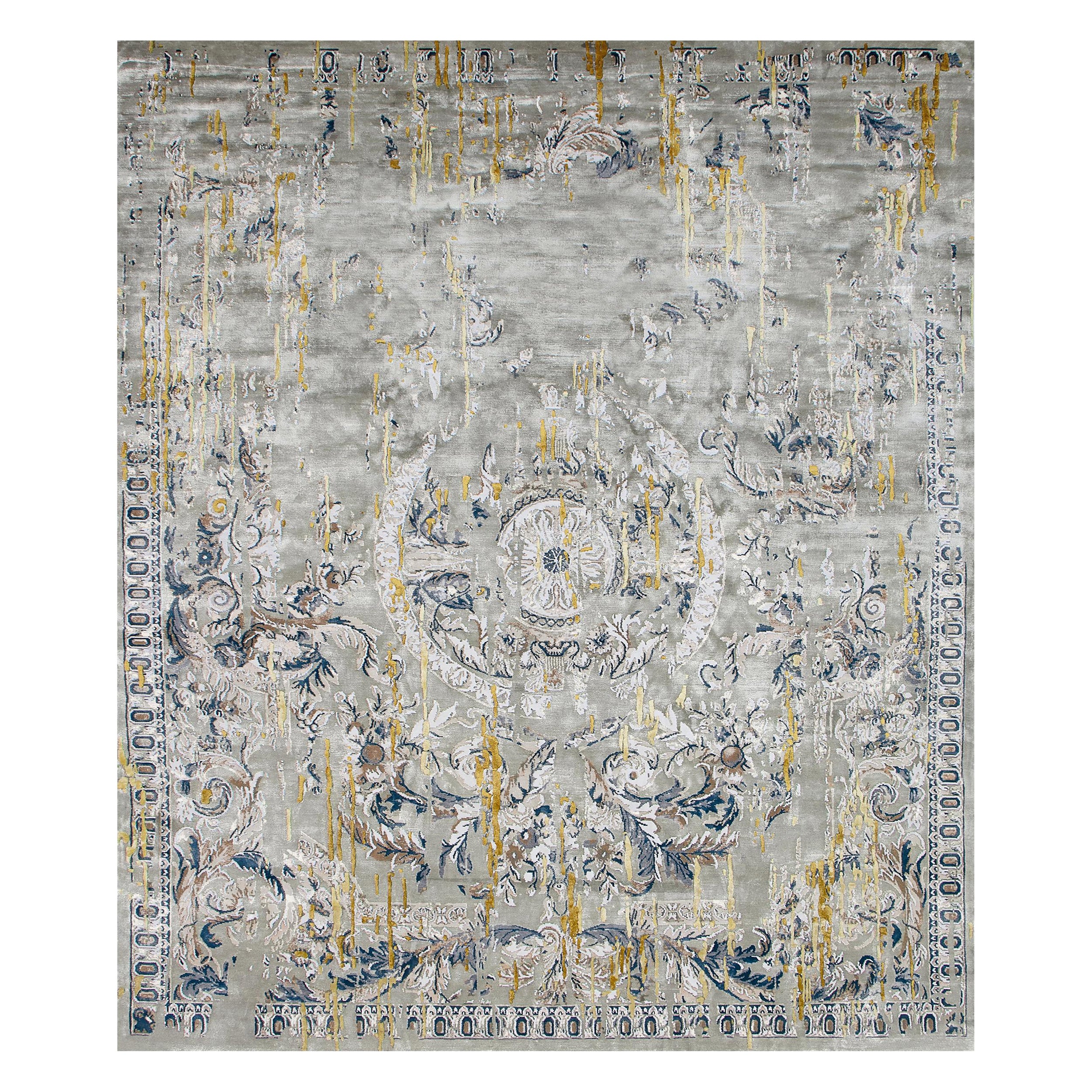Hand Knotted, Silk Rug, Lully Cytisus, Edition Bougainville For Sale