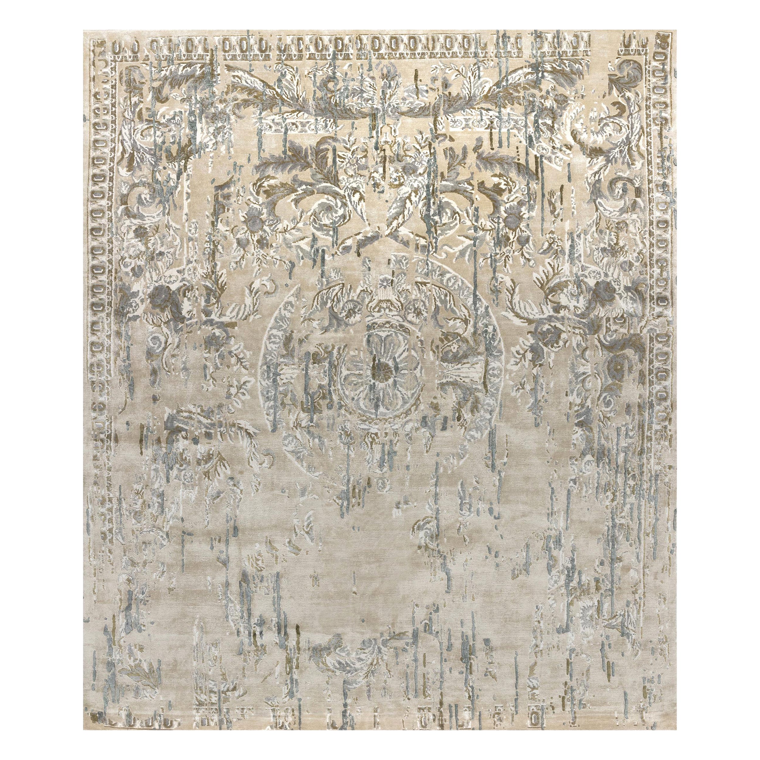 Hand Knotted, Silk Rug, Lully Shore, Edition Bougainville For Sale