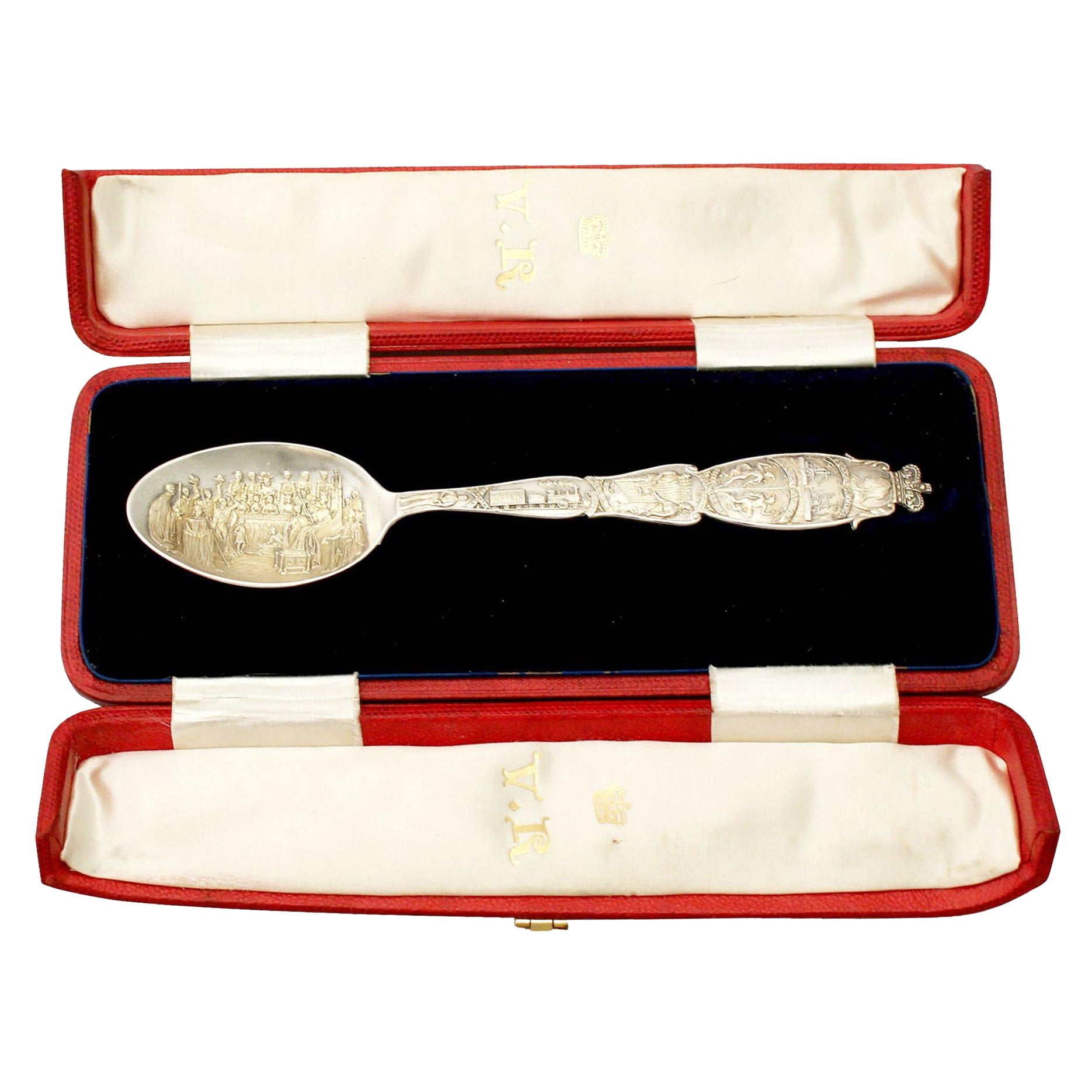 Antique Victorian Sterling Silver Diamond Jubilee Commemorative Spoon
