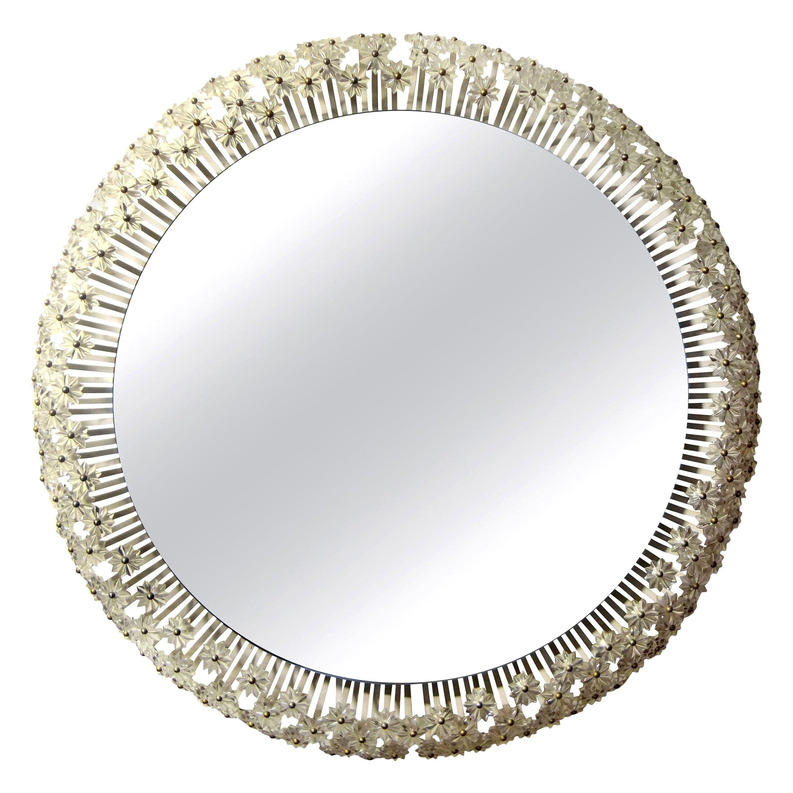 Austrian Mirror with Glass Blossoms by Emil Stejnar for Rupert Nikoll