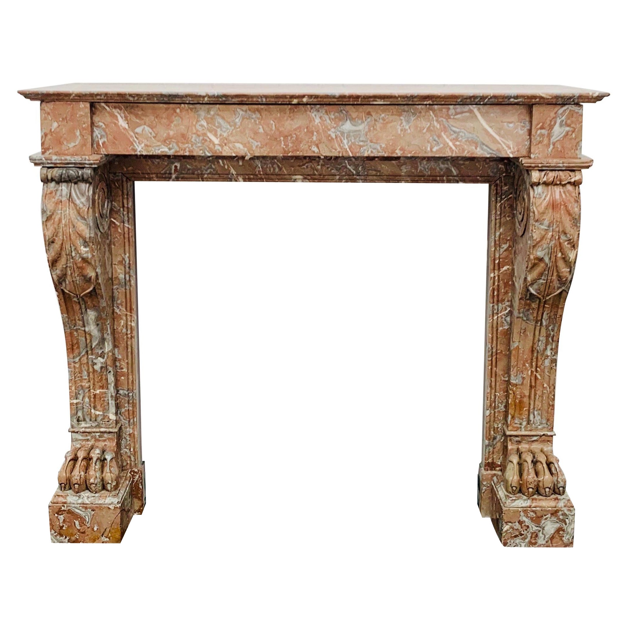 Louis Phillipe Rouge Marble Fireplace Mantlepiece For Sale
