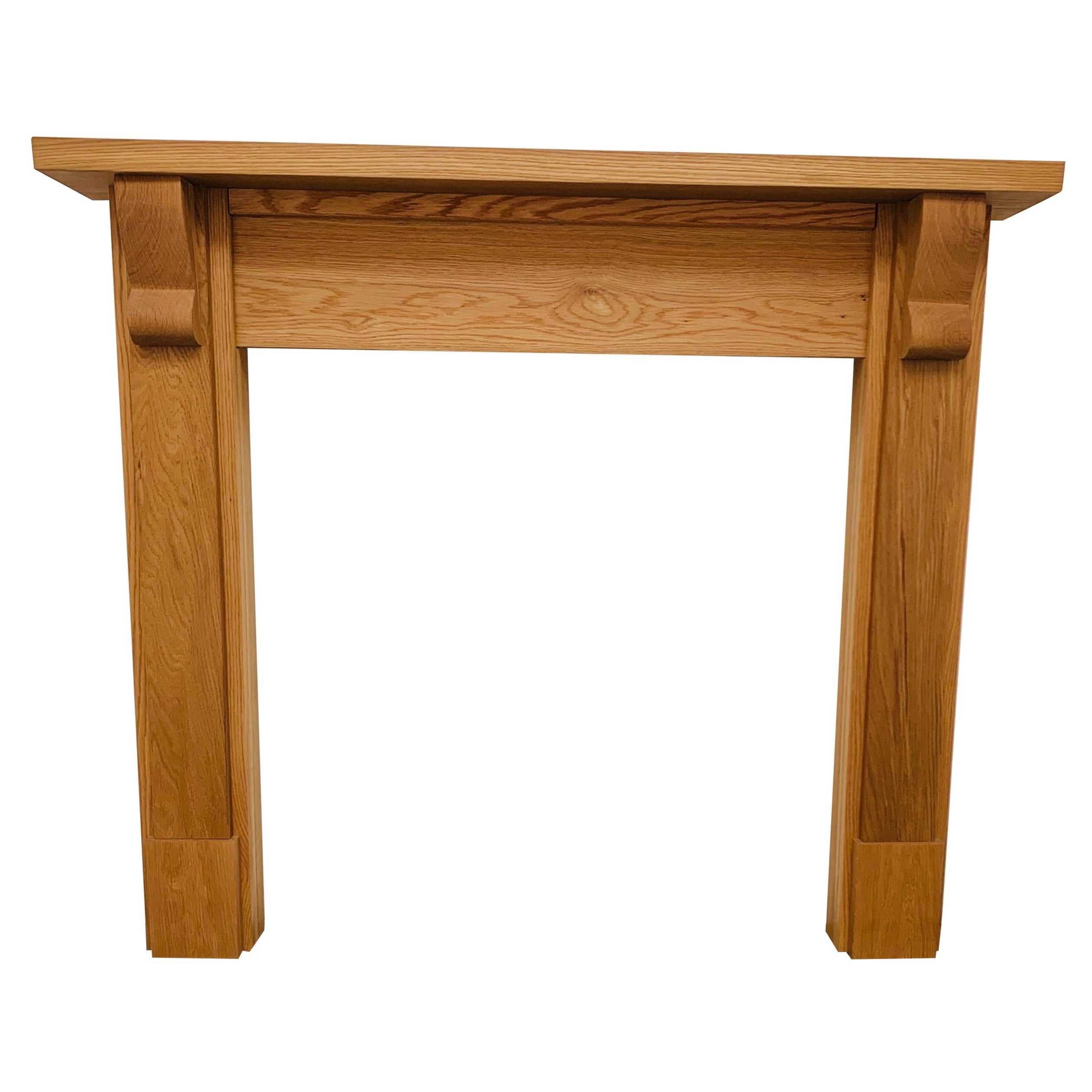 English Solid Oak Timber Fireplace Mantelpiece For Sale