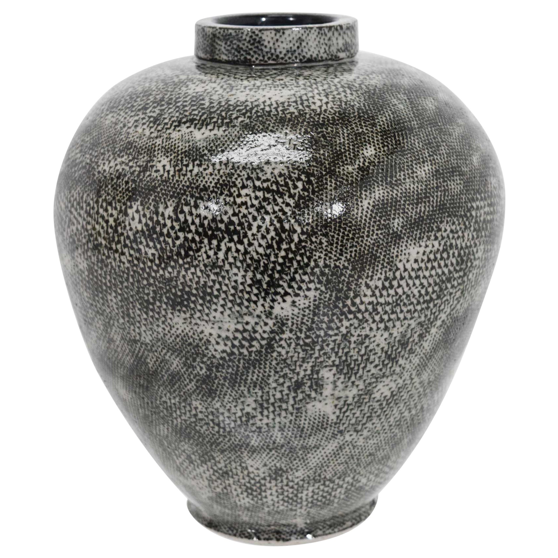 Decorative French Studio Pottery Ceramic Vessel or Jar For Sale at 1stDibs