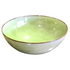 Otto & Gertrud Natzler Signed Lime Green Glazed Mid-Century Modern Footed Bowl