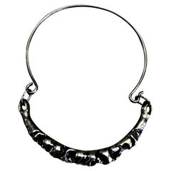 Mid-Century Modern Brutalist Exquisite Sterling Silver Collar Choker Necklace