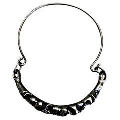 Mid-Century Modern Brutalistische exquisite Sterlingsilber-Halskette mit Kragen Choker Halskette