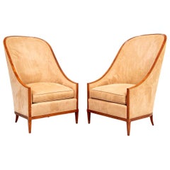 Fine Pair of John Widdicomb High-Back Lounge Chairs