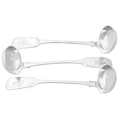 Antique Sterling Silver Fiddle Pattern Sauce Ladles