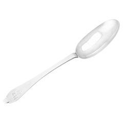 Antico cucchiaio d'argento Britannia Standard Trefid a coda di ratto