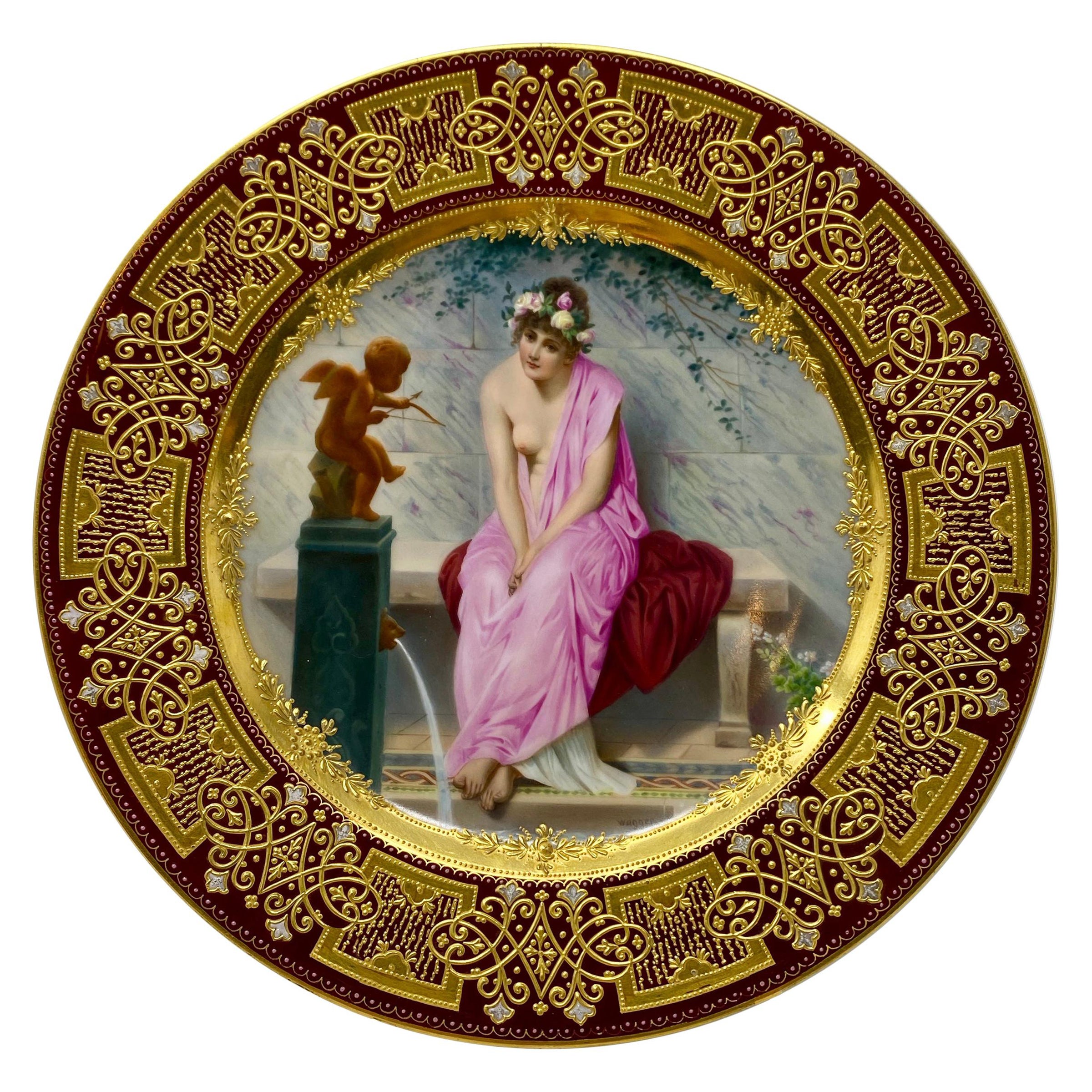 Antique 19th Century Vienna Portrait Plate For Sale