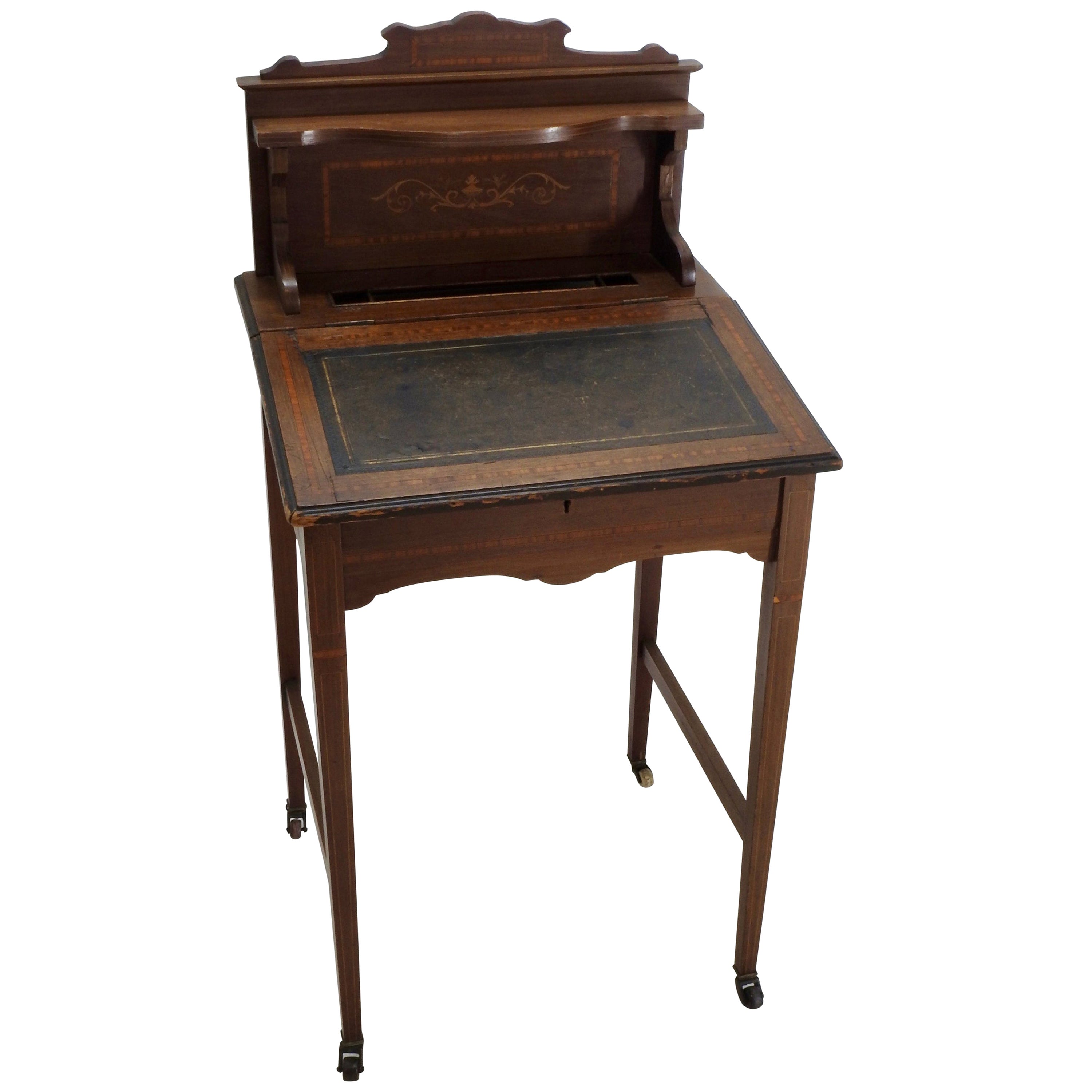 Florence Knoll Architectural Molded Walnut Plywood Desk Letter Tray at