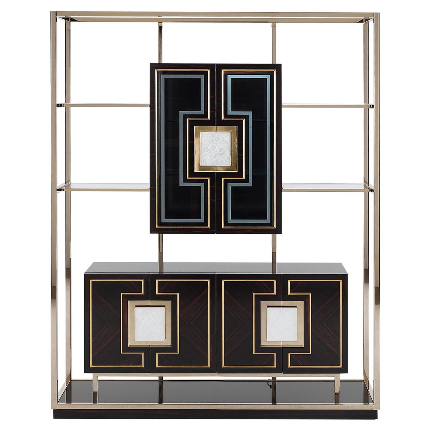 Ebony Glass Cabinet For Sale
