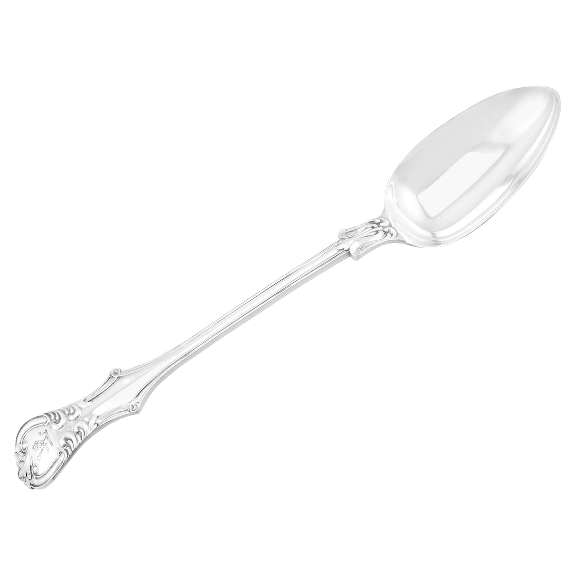1862 Antique Victoria Pattern Sterling Silver Gravy Spoon For Sale