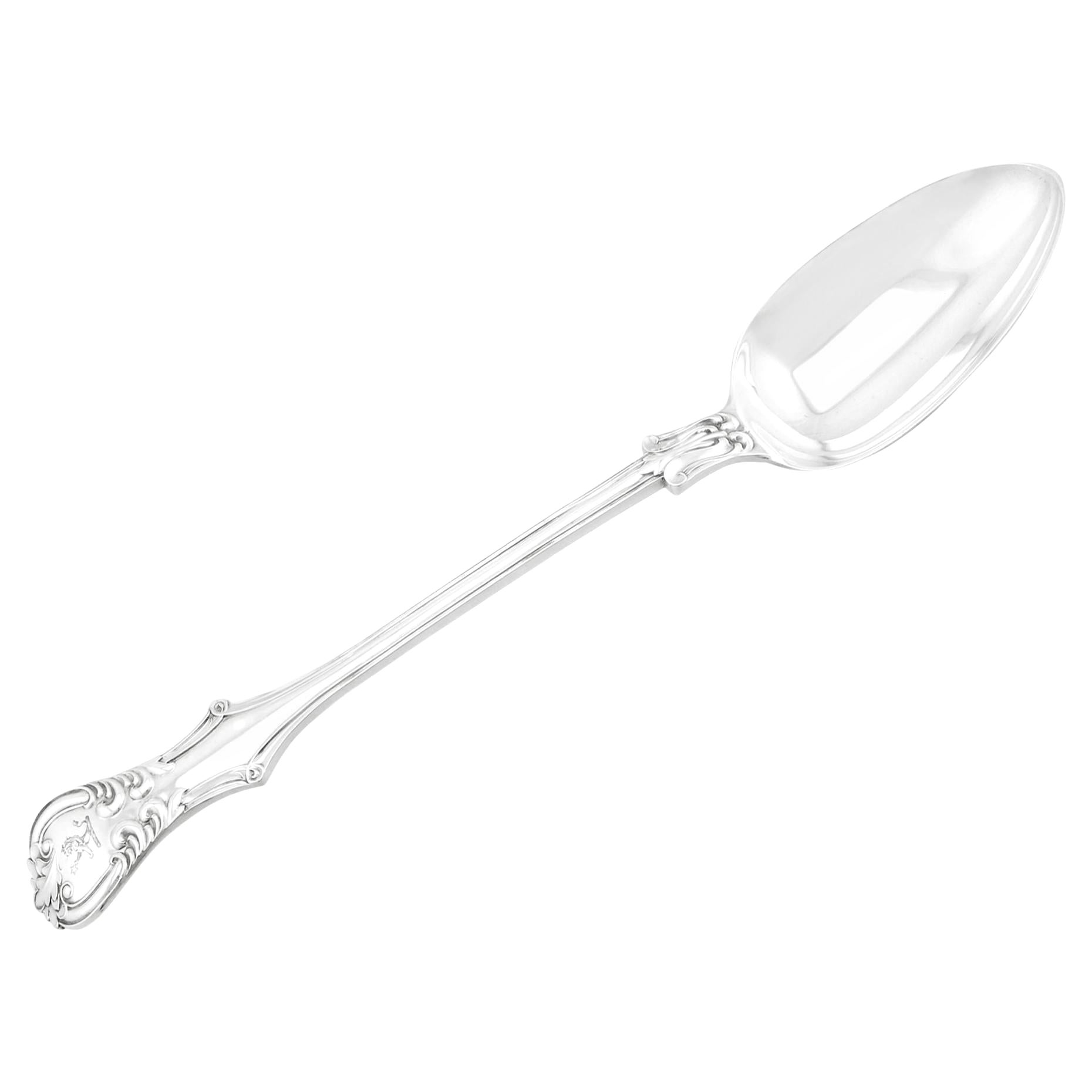 1862 Antique Victoria Pattern Sterling Silver Gravy Spoon For Sale