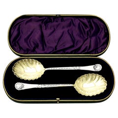 Used 1898 Victorian English Sterling Silver Fruit Spoons 