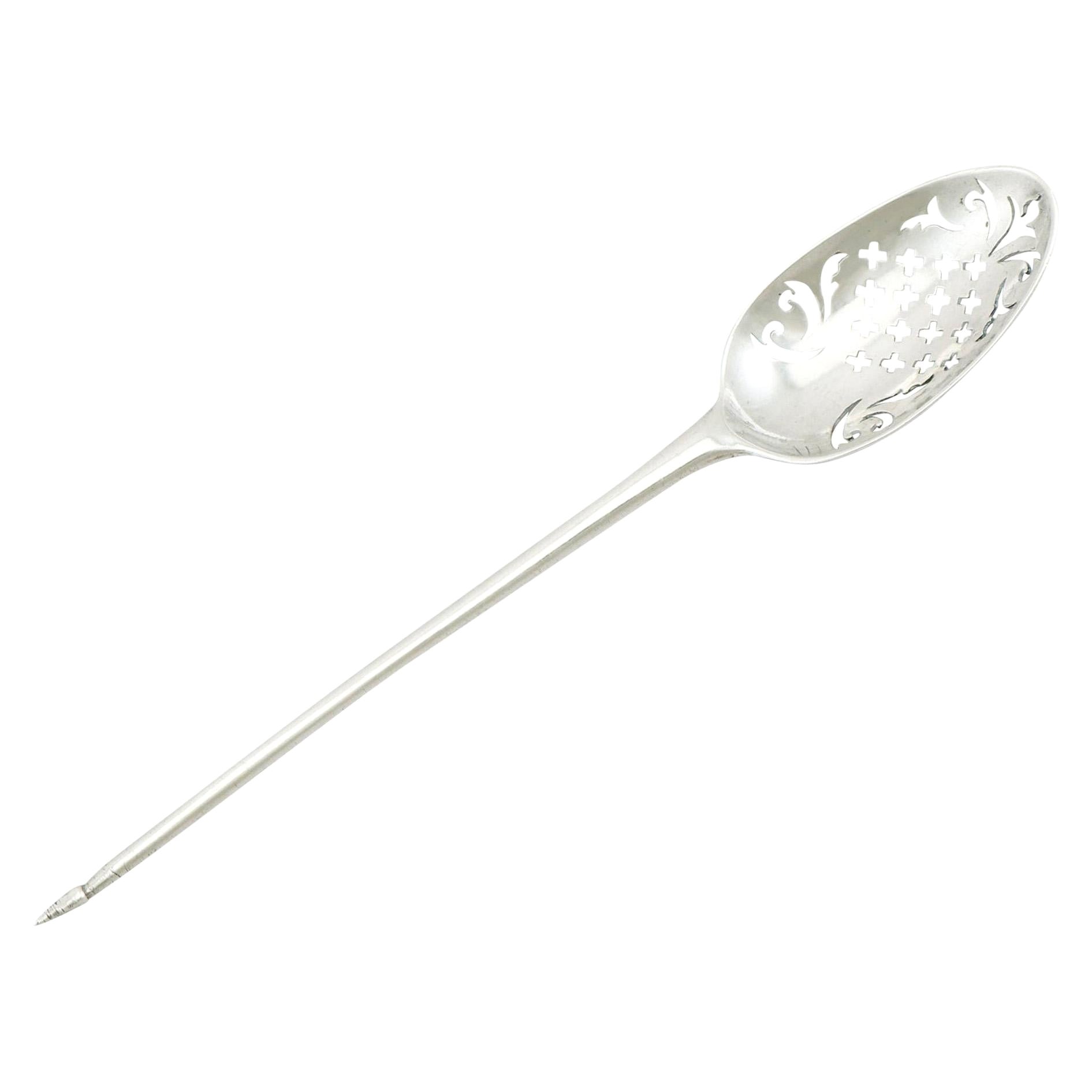 1740s Georgian Sterling Silver Mote Spoon
