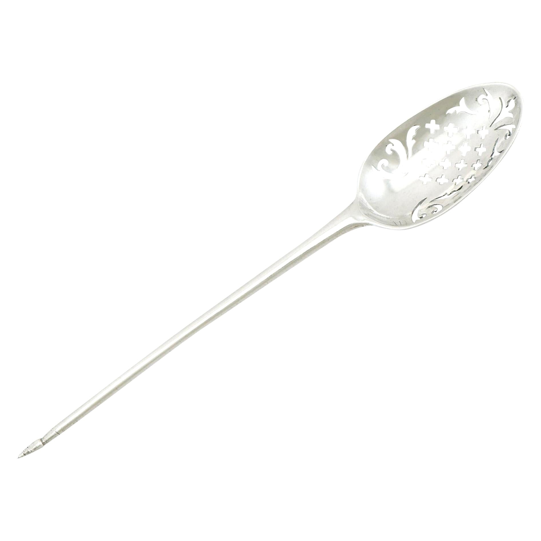 1740s Georgian Sterling Silver Mote Spoon