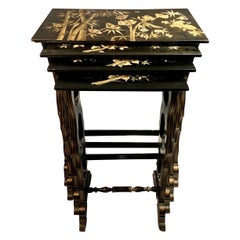 Antique Nest of Lacquered Tables in the Chinoiserie Style