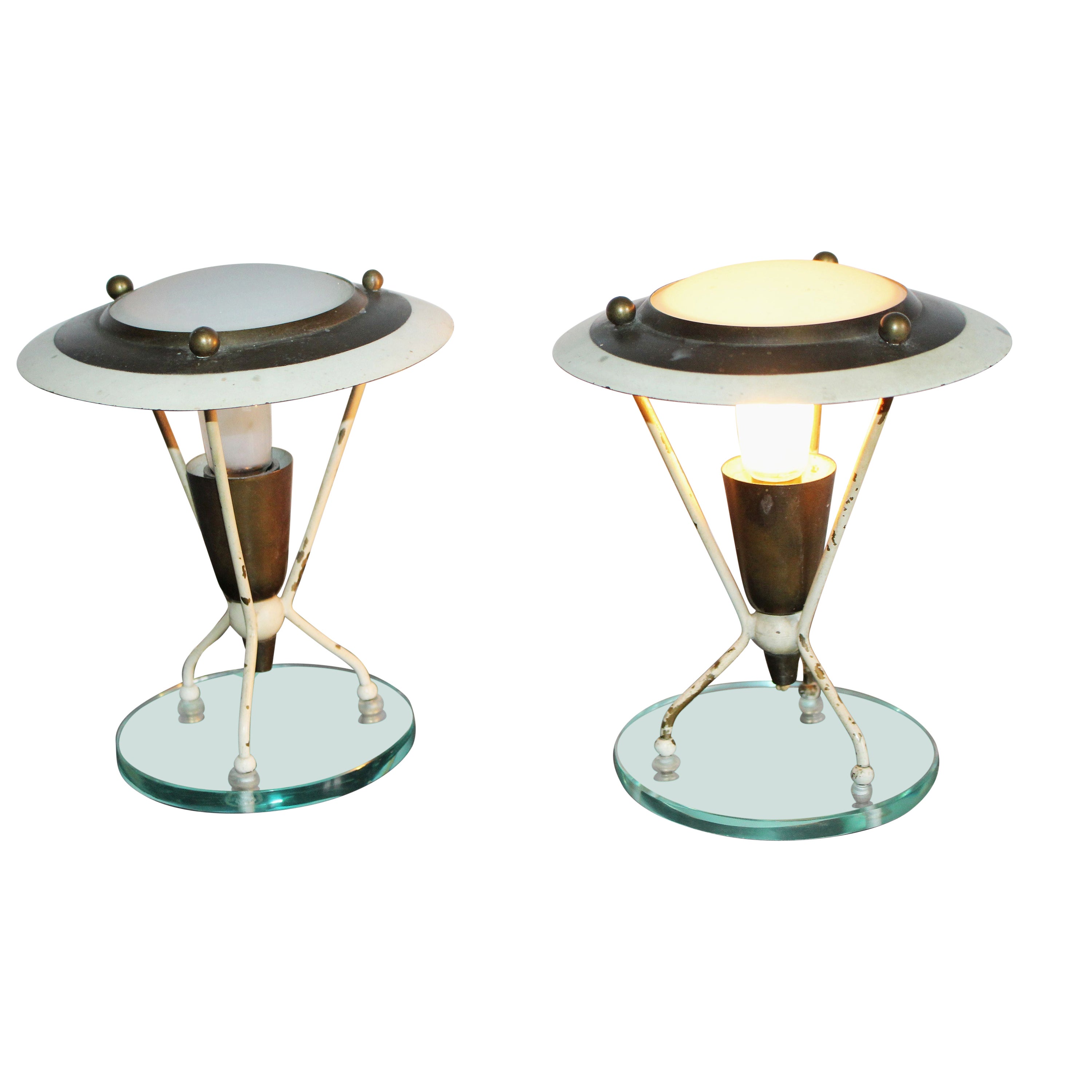 Pair of Brass Table Lamps For Sale