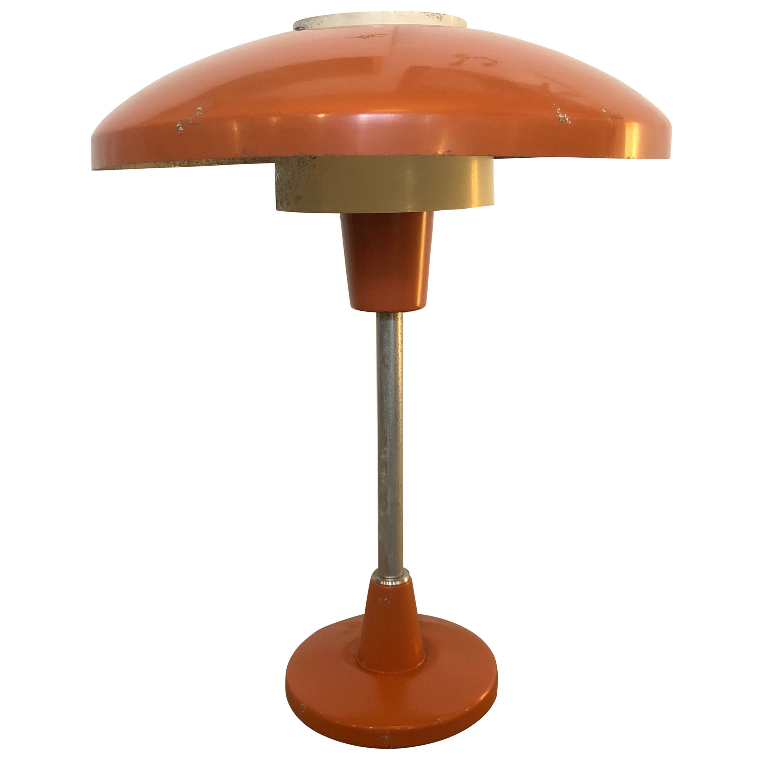 1960s Stilnovo Mod. 8022 Mid-Century Modern Orange and White Table Lamp
