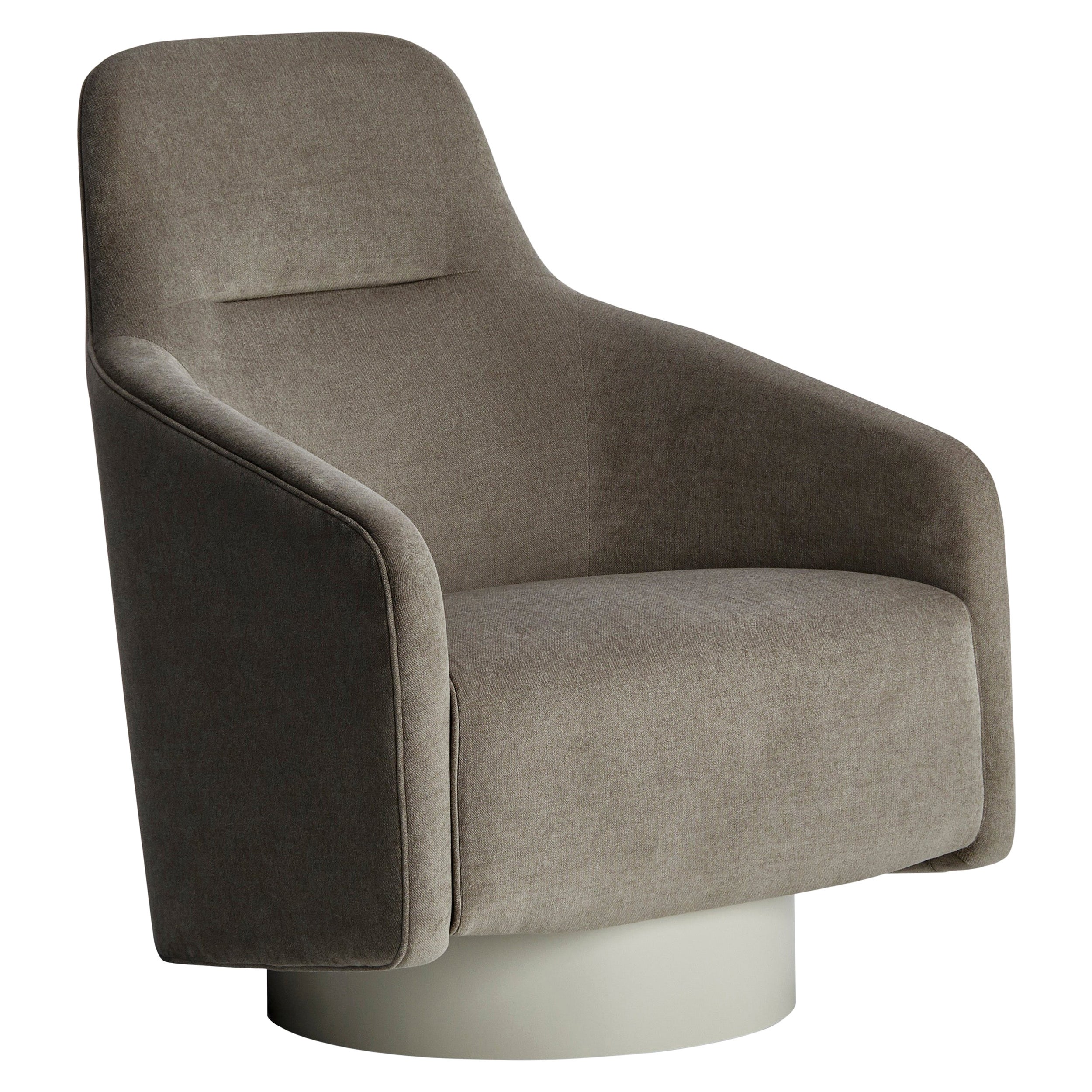 Beige Caprice Swivel Armchair Upholstered with Two Fabrics For Sale at 1stDibs