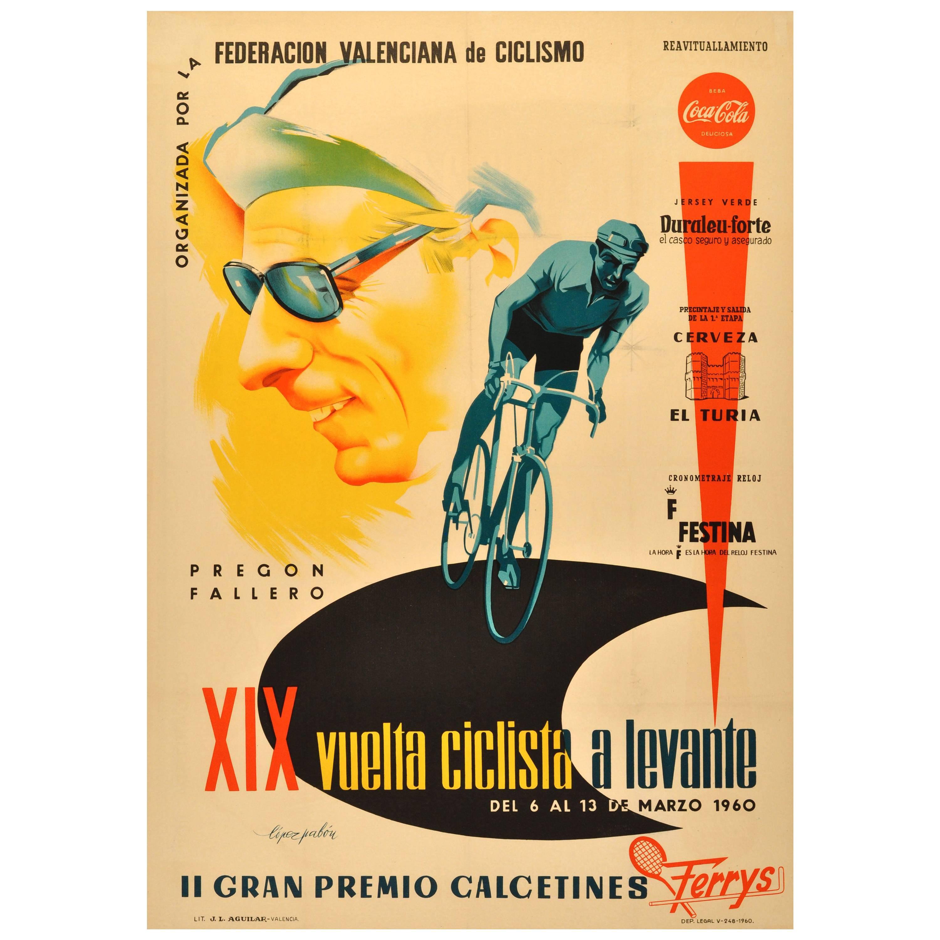 Original Vintage Cycling Tour Poster for the XIX Vuelta Ciclista a Levante 1960