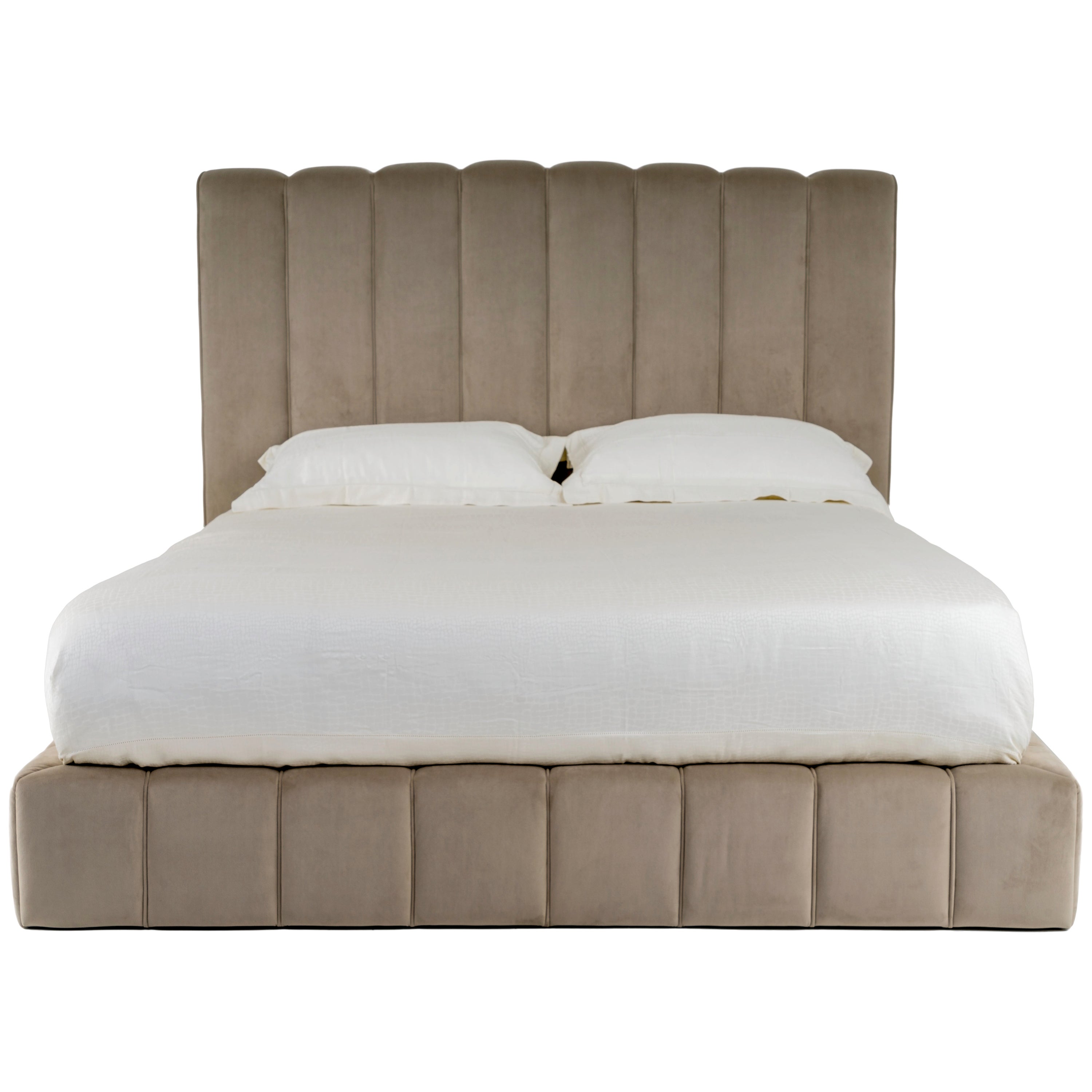 Bed Headboard 3D Artistic Mosaic Gold Leaf Base and Box Leather Motorized Opening For Sale at