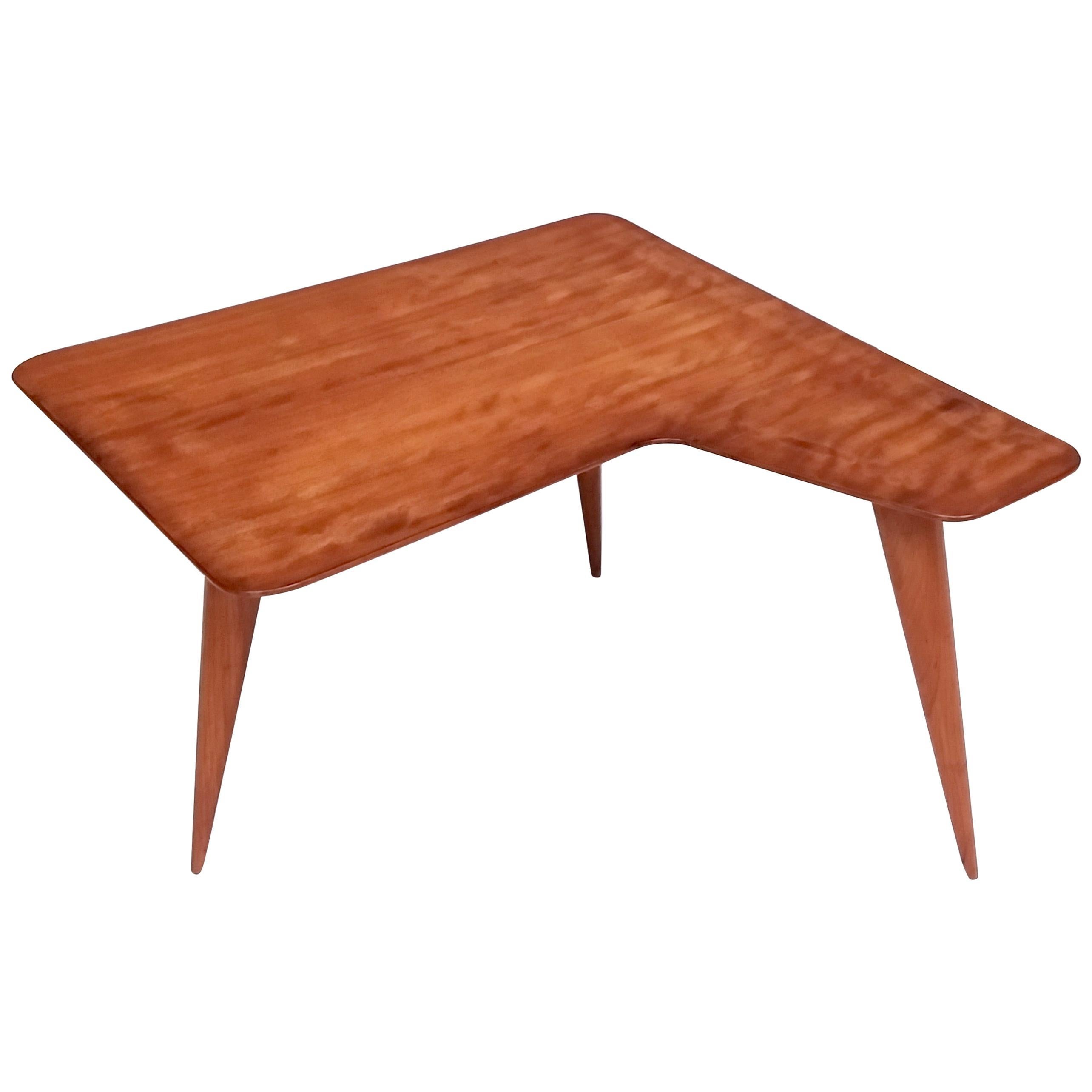 Vintage Irregular Shaped Wood Veneer Coffee Table Ascribable to Gio Ponti, Italy For Sale