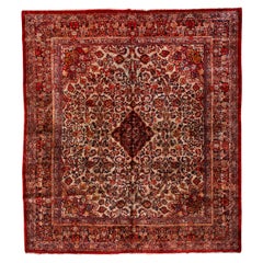 Rare and Fine Antique Persian Sarouk Carpet, Ivory Field, circa 1940s