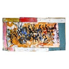 Used Untitled, Purvis Young Mixed-Media Painting, 1980s