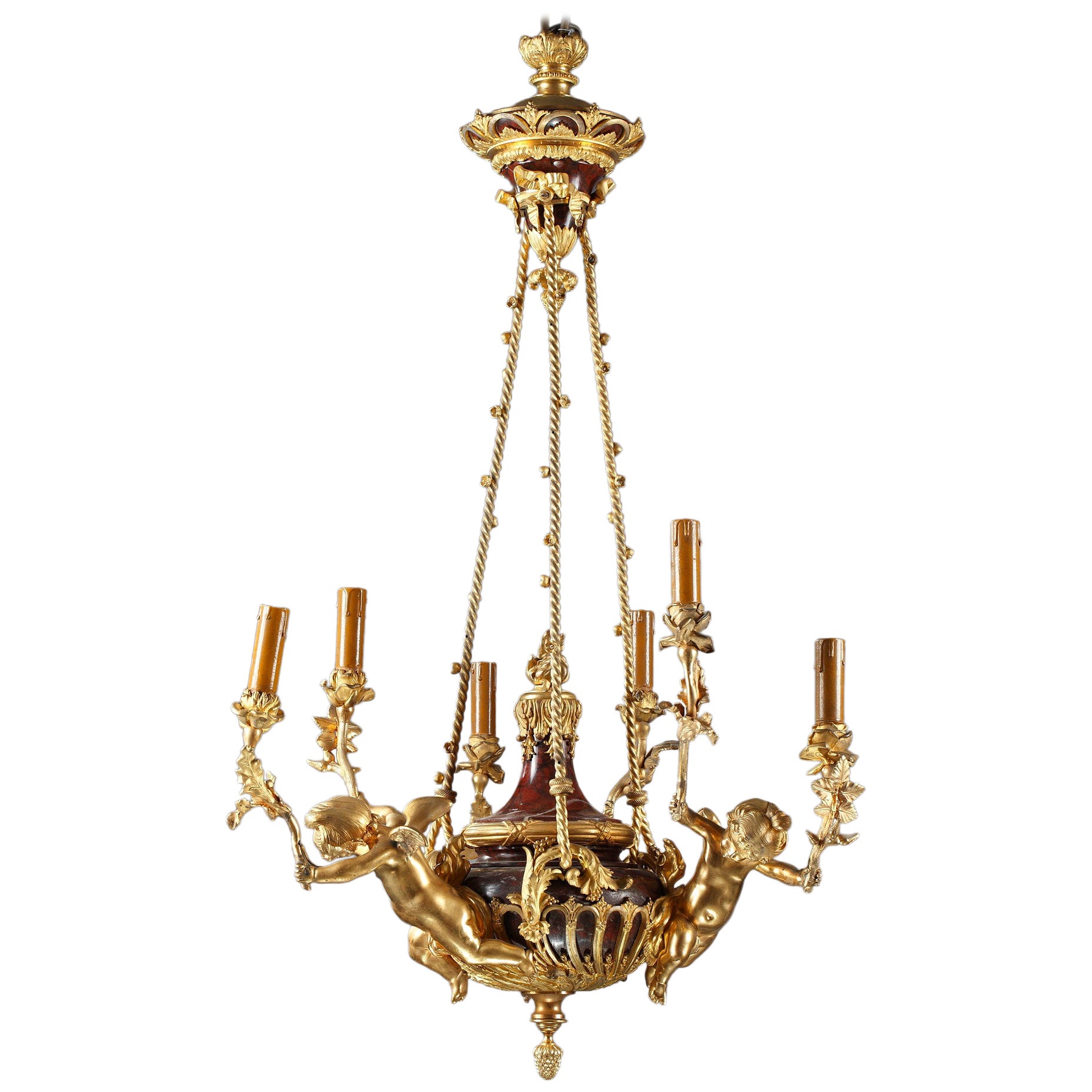 Painted Napoleon III Cast Iron Chandelier For Sale at 1stDibs