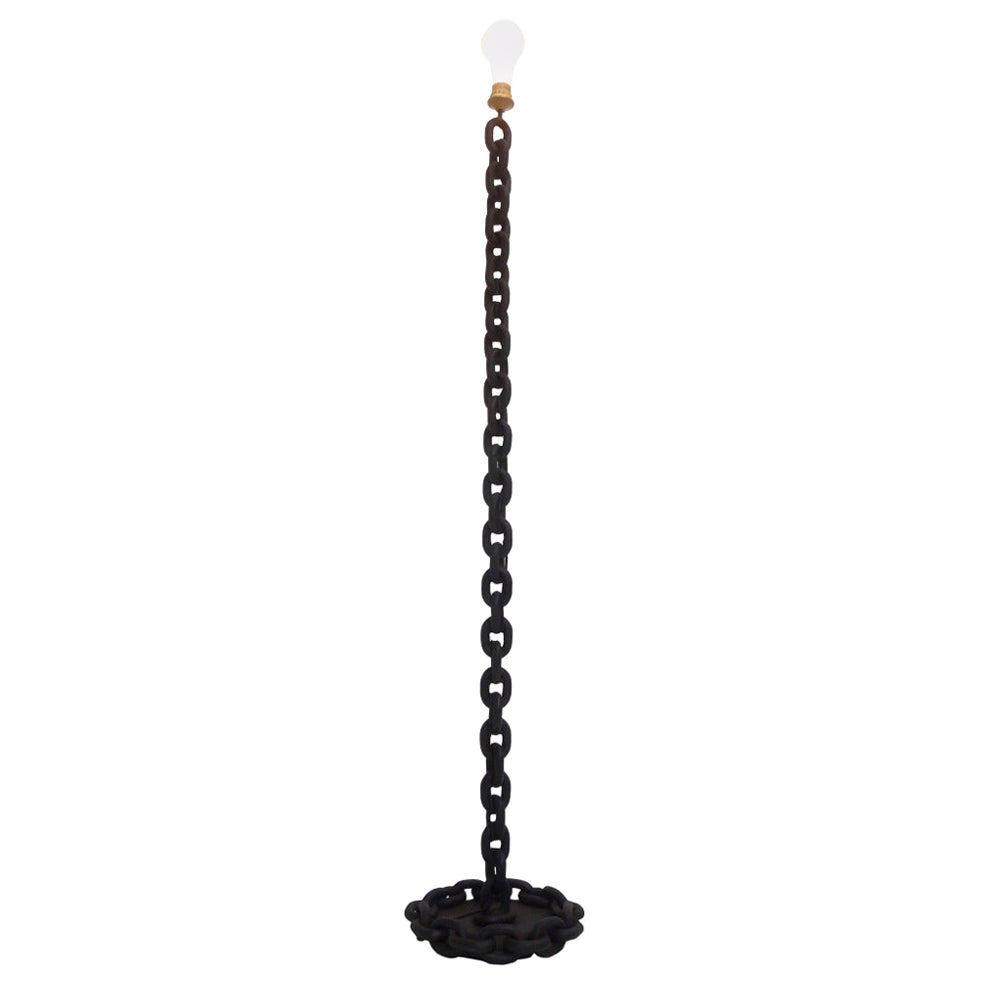 Brutalist 1970s Heavy Metal Chain Floor Lamp