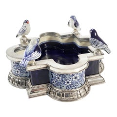 Ceramic and White Metal 
Alpaca
 Four Birds Centrepiece