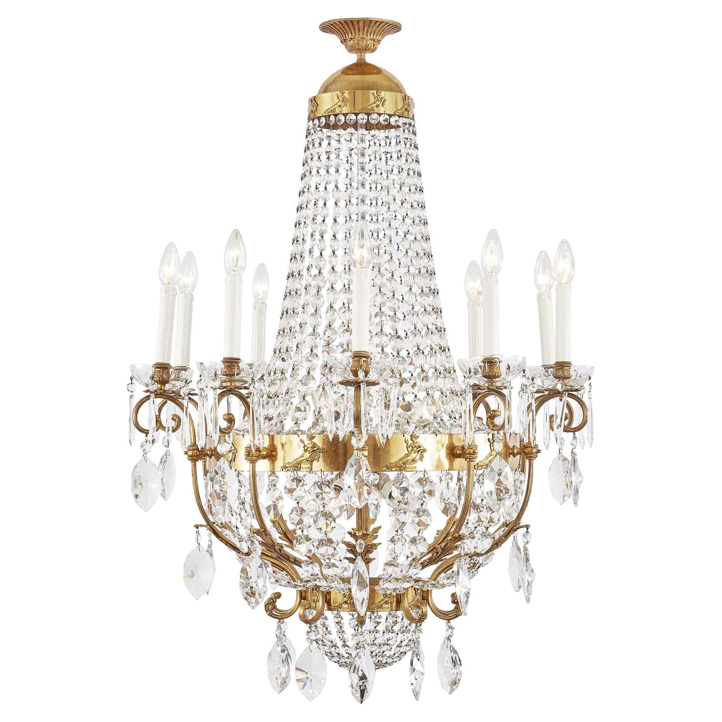 20th Century Italian Neoclassical Style Crystal Chandelier Roman Female Figures For Sale