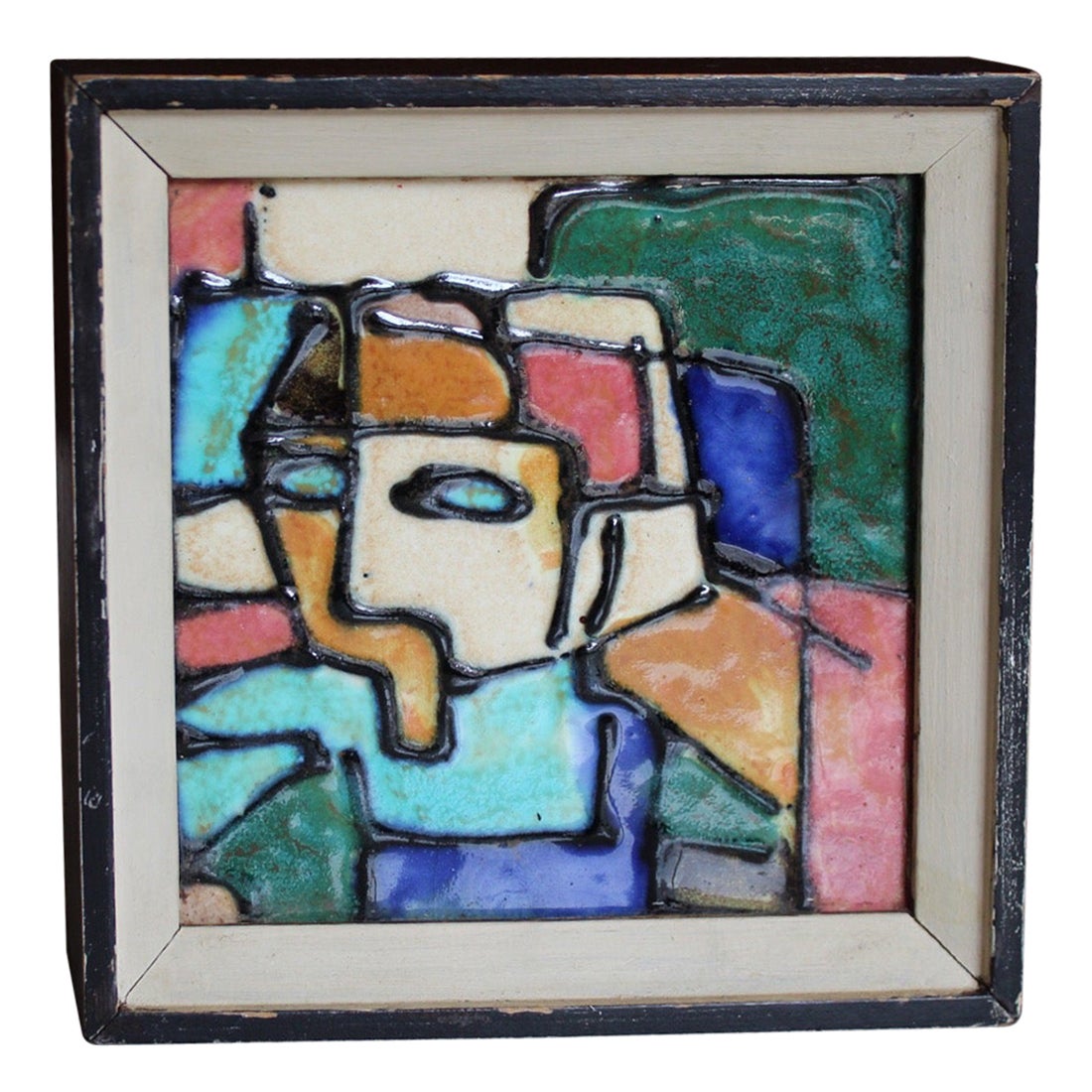 Set of Three Framed Art Tiles For Sale at 1stDibs