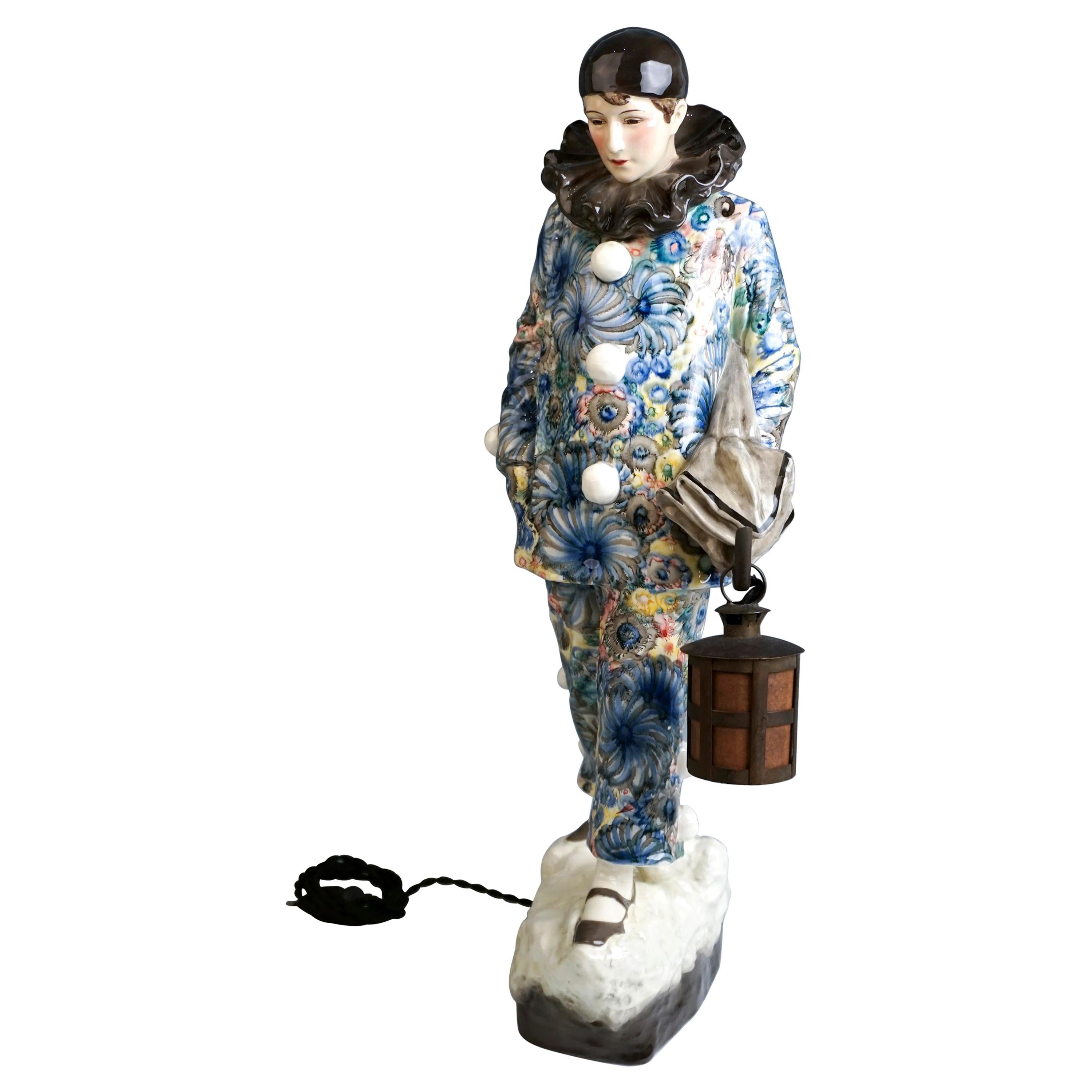 Large Goldscheider Vienna Art-Déco Harlequin Figure by B. Haniroff c. 1925