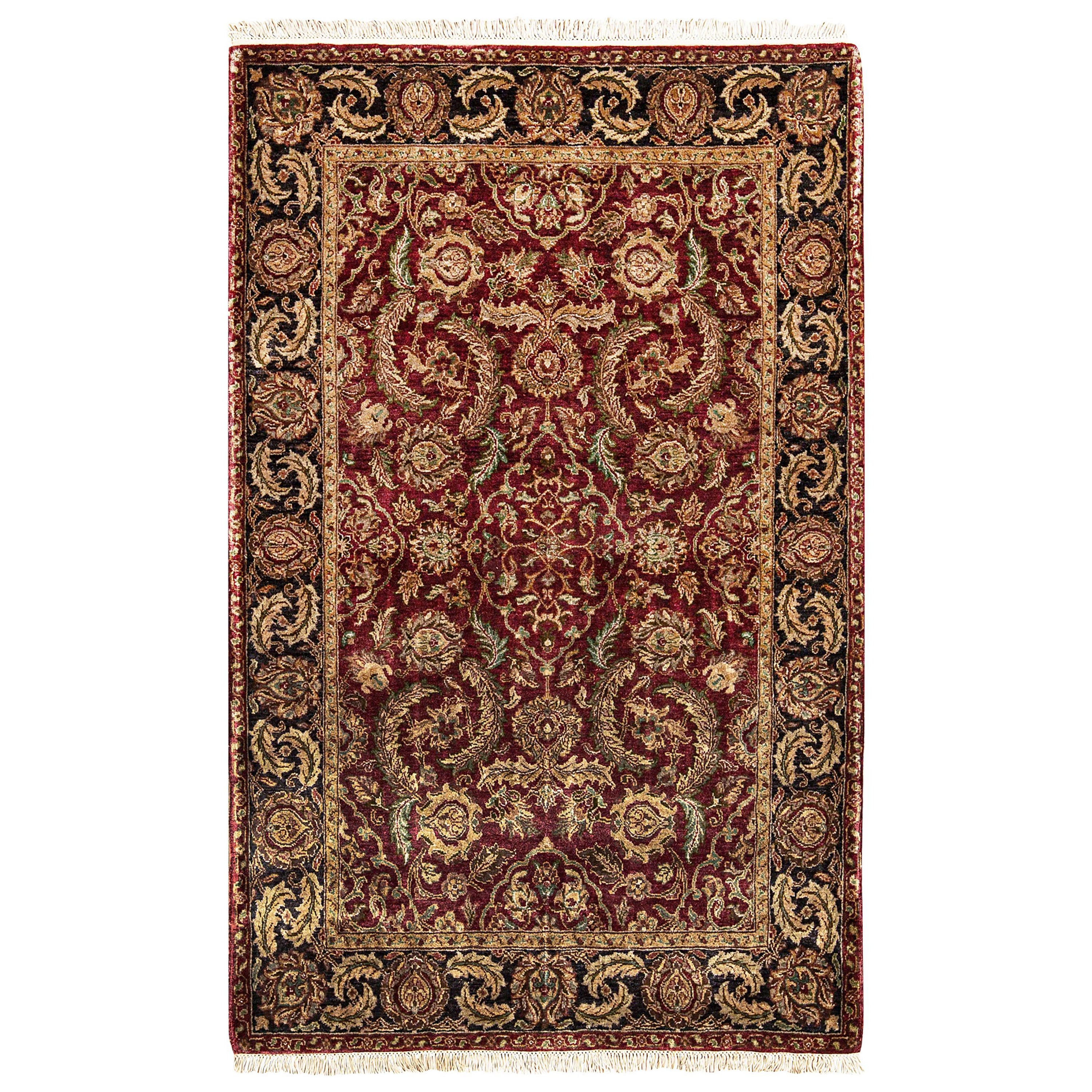 Traditional Handwoven Luxury Wool Red / Black Area Rug For Sale
