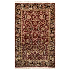 Traditioneller handgewebter luxuriöser roter / schwarzer Teppich aus Wolle 4''2x6''5